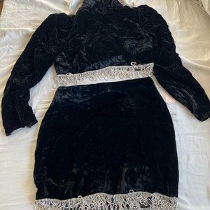 Camila Coelho Black Velvet 2-Piece; Top Size Small, Skirt Size Medium